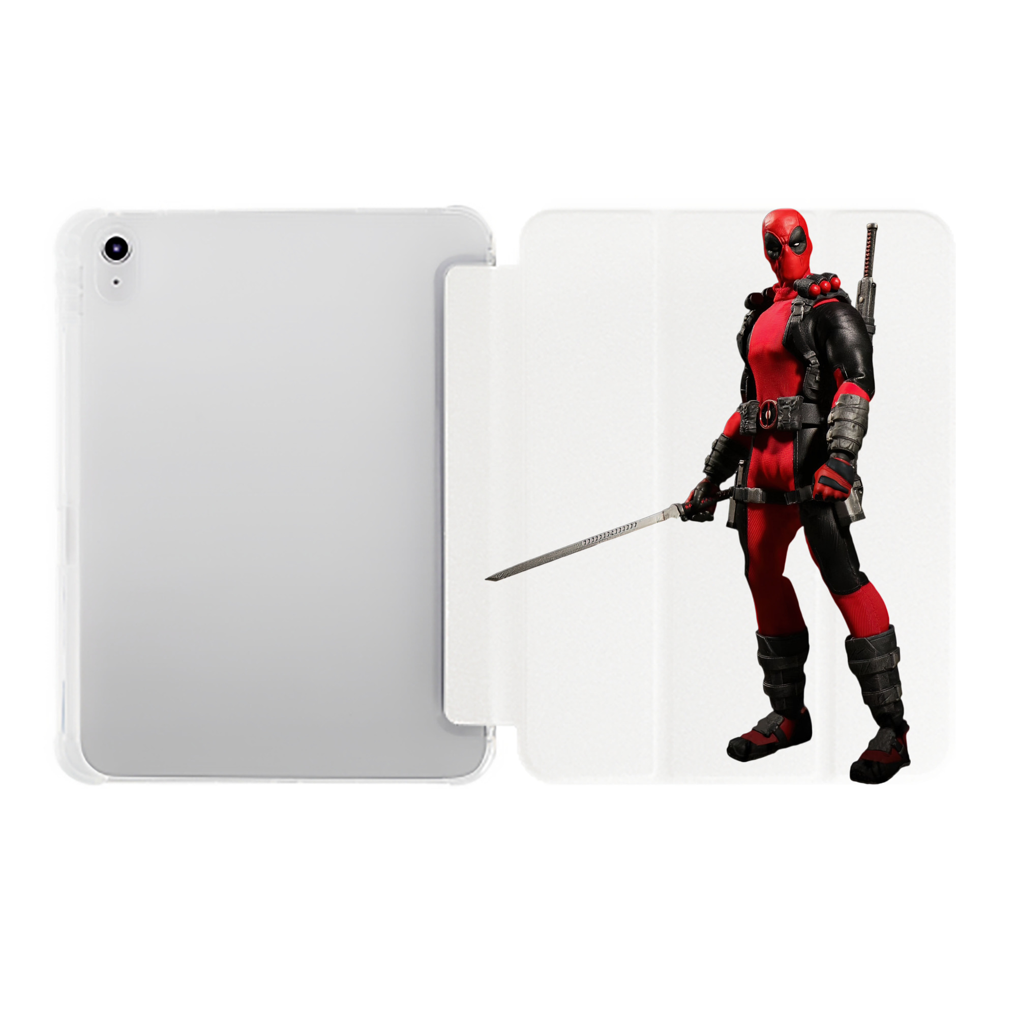 （画像用） Deadpool デッドプール IPad ケース ペン収納付き 三つ折りスタンド PUレザー×シリコン 対応機種9.5/10.5/10.9インチ